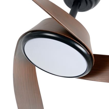 ZEVENTI - Димируем таванен вентилатор AERYS LED/24W/230V 3000/4000/6000K Wi-Fi Tuya черен/орех + дистанционно управление