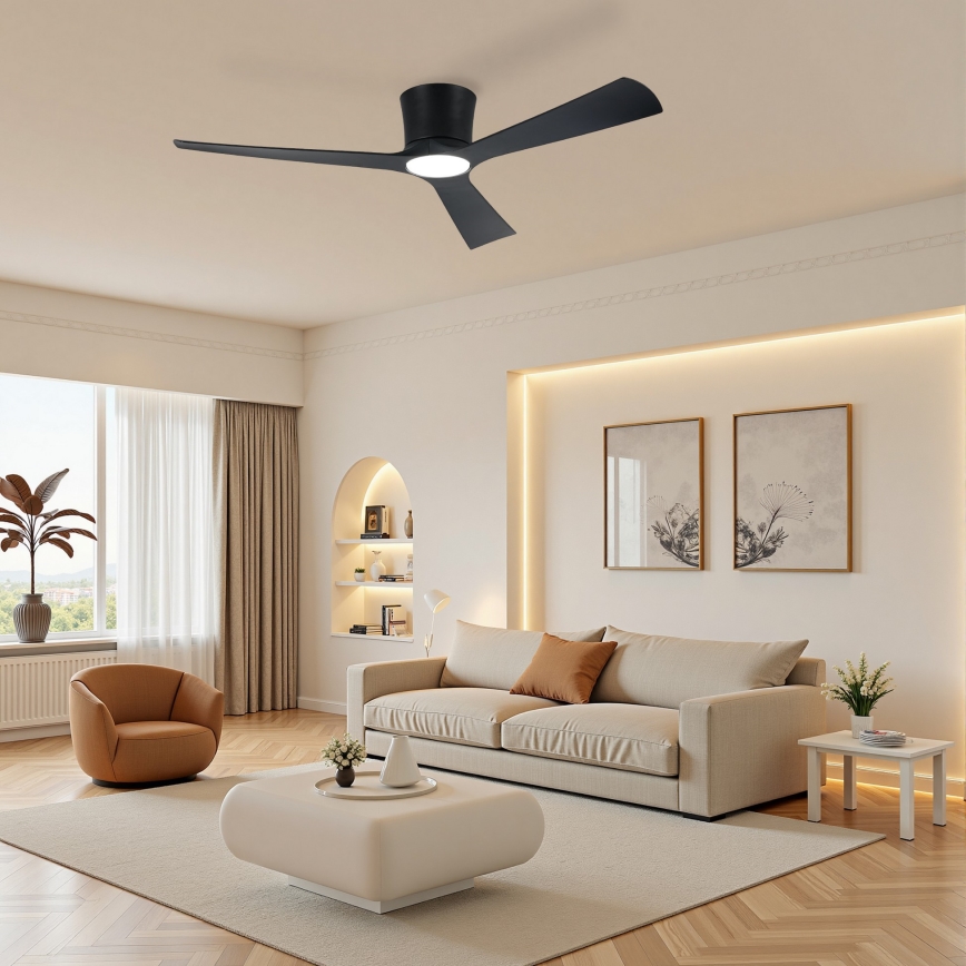 ZEVENTI - LED димируем таванен вентилатор AUREX LED/24W/230V 3000/4000/6000K Wi-Fi Tuya черен + дистанционно управление