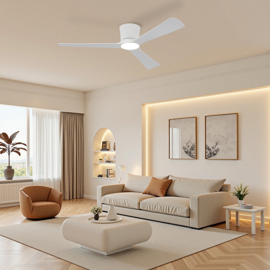 ZEVENTI - Димируем LED таванен вентилатор AUREX LED/24W/230V 3000/4000/6000K Wi-Fi Tuya бял + дистанционно управление