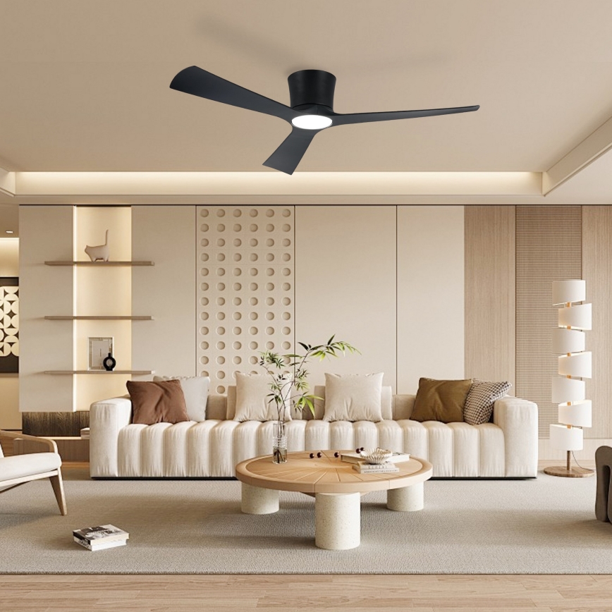 ZEVENTI - LED димируем таванен вентилатор AUREX LED/24W/230V 3000/4000/6000K Wi-Fi Tuya черен + дистанционно управление