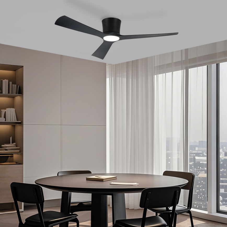 ZEVENTI - LED димируем таванен вентилатор AUREX LED/24W/230V 3000/4000/6000K Wi-Fi Tuya черен + дистанционно управление