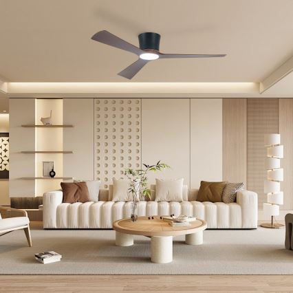 ZEVENTI - Димируем таванен вентилатор AUREX LED/24W/230V 3000/4000/6000K Wi-Fi Tuya черен/орех + дистанционно управление