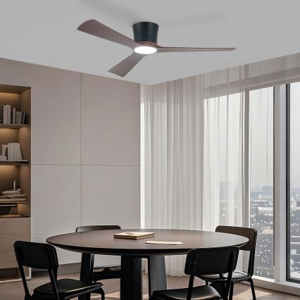 ZEVENTI - Димируем таванен вентилатор AUREX LED/24W/230V 3000/4000/6000K Wi-Fi Tuya черен/орех + дистанционно управление