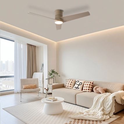 ZEVENTI - LED таванен вентилатор BARROSA LED/18W/230V 3000/4000/6000K Wi-Fi Tuya бежов + дистанционно управление