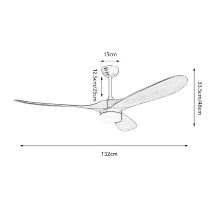 ZEVENTI - LED таванен вентилатор GINOSA LED/18W/230V 3000/4000/6000K Wi-Fi Tuya черен/дъб + дистанционно управление