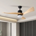 ZEVENTI - LED таванен вентилатор NATURITO LED/18W/230V 3000-6000K Wi-Fi Tuya черен/дъб + дистанционно управление