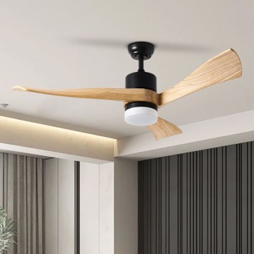 ZEVENTI - LED таванен вентилатор NATURITO LED/18W/230V 3000-6000K Wi-Fi Tuya черен/дъб + дистанционно управление