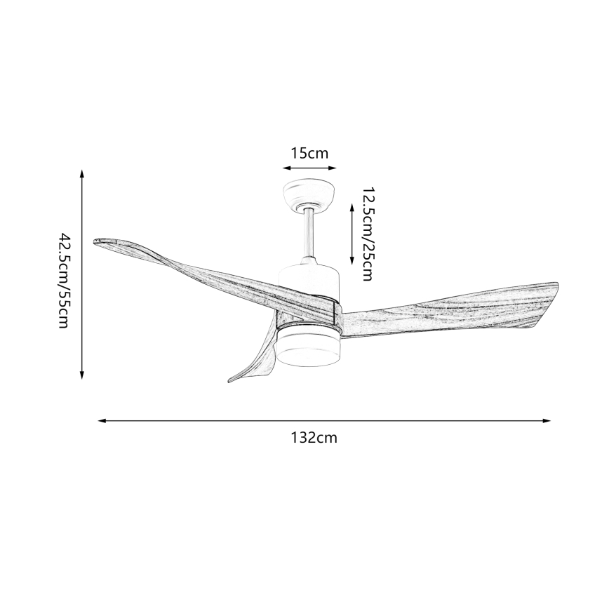 ZEVENTI - LED таванен вентилатор NATURITO LED/18W/230V 3000/4000/6000K Wi-Fi Tuya бял/дъб + дистанционно управление