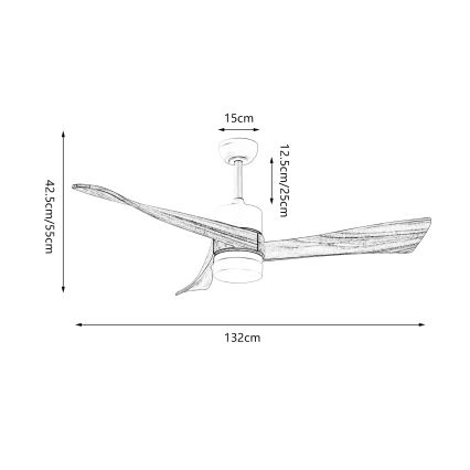 ZEVENTI - LED таванен вентилатор NATURITO LED/18W/230V 3000/4000/6000K Wi-Fi Tuya черен/дъб + дистанционно управление
