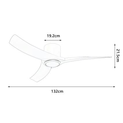 ZEVENTI - Димируем таванен вентилатор ORBITO LED/24W/230V 3000/4000/6000K Wi-Fi Tuya бял + дистанционно управление
