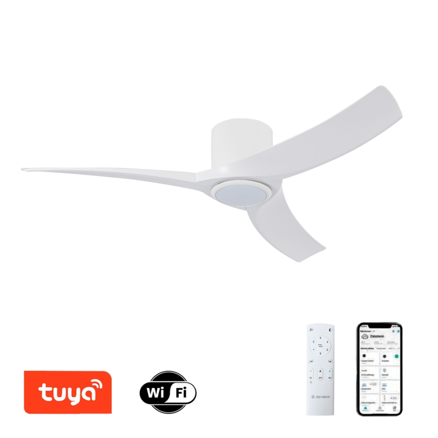 ZEVENTI - LED димируем таванен вентилатор ORBITO LED/24W/230V 3000/4000/6000K Wi-Fi Tuya бял + дистанционно управление