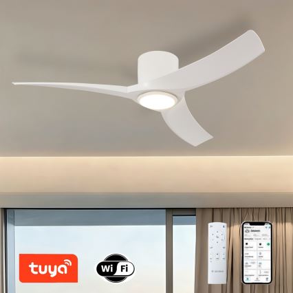 ZEVENTI - LED димируем таванен вентилатор ORBITO LED/24W/230V 3000/4000/6000K Wi-Fi Tuya бял + дистанционно управление