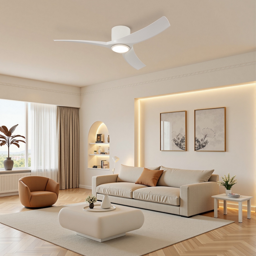 ZEVENTI - LED димируем таванен вентилатор ORBITO LED/24W/230V 3000/4000/6000K Wi-Fi Tuya бял + дистанционно управление