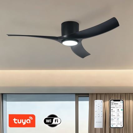 ZEVENTI - LED димируем таванен вентилатор ORBITO LED/24W/230V 3000/4000/6000K Wi-Fi Tuya черен + дистанционно управление