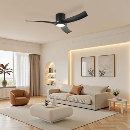 ZEVENTI - LED димируем таванен вентилатор ORBITO LED/24W/230V 3000/4000/6000K Wi-Fi Tuya черен + дистанционно управление