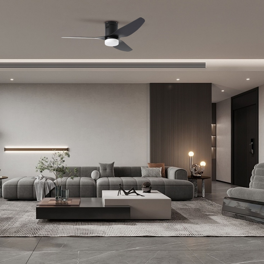 ZEVENTI - LED таванен вентилатор PADUA LED/18W/230V 3000/4000/6000K Wi-Fi Tuya черен + дистанционно управление