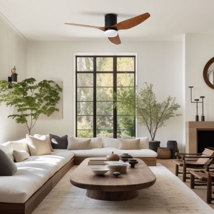 ZEVENTI - LED таванен вентилатор PADUA LED/18W/230V 3000/4000/6000K Wi-Fi Tuya черен/кафяв + дистанционно управление