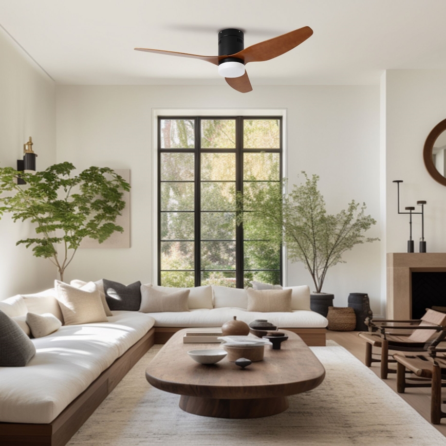 ZEVENTI - LED таванен вентилатор PADUA LED/18W/230V 3000/4000/6000K Wi-Fi Tuya черен/кафяв + дистанционно управление