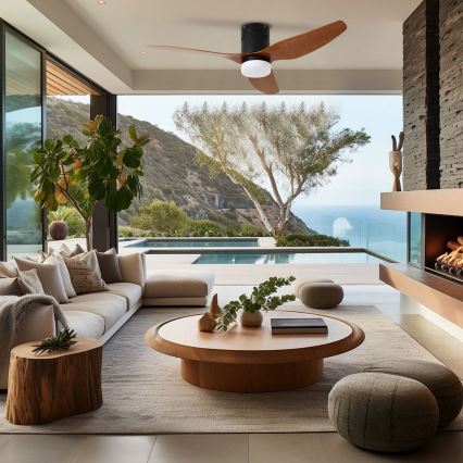 ZEVENTI - LED таванен вентилатор PADUA LED/18W/230V 3000/4000/6000K Wi-Fi Tuya черен/кафяв + дистанционно управление