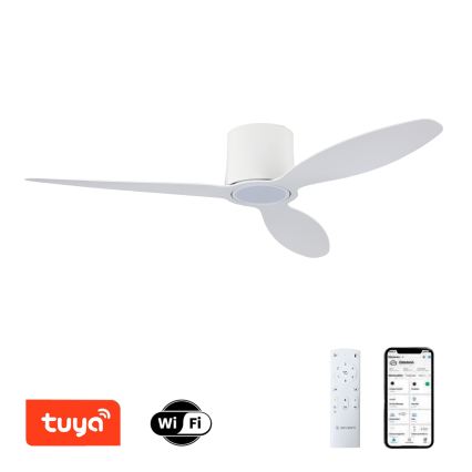 ZEVENTI - LED димируем таванен вентилатор VENTORA LED/24W/230V 3000/4000/6000K Wi-Fi Tuya бял + дистанционно управление