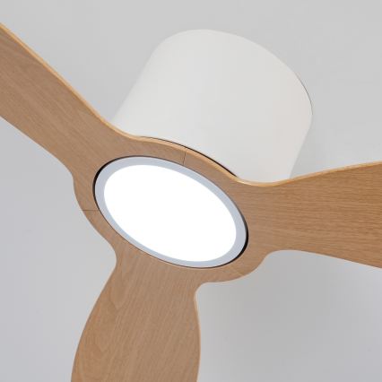 ZEVENTI - Димируем LED таванен вентилатор VENTORA LED/24W/230V 3000/4000/6000K Wi‑Fi Tuya бял/дъб + дистанционно управление