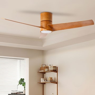 ZEVENTI - LED Вентилатор за таван BARROSA LED/18W/230V 3000/4000/6000K Wi-Fi Tuya кафяв + дистанционно управление
