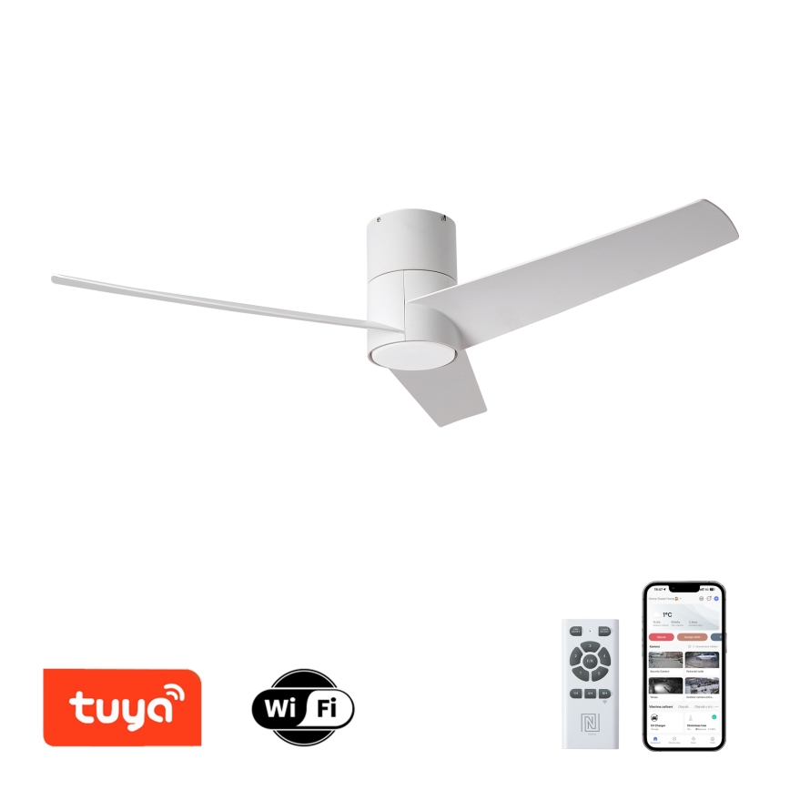 ZEVENTI - LED Вентилатор за таван BARROSA LED/18W/230V 3000/4000/6000K Wi-Fi Tuya бял + дистанционно управление
