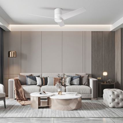 ZEVENTI - LED Вентилатор за таван BARROSA LED/18W/230V 3000/4000/6000K Wi-Fi Tuya бял + дистанционно управление