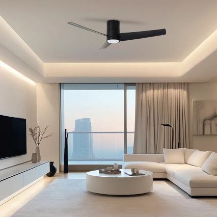 ZEVENTI - LED Вентилатор за таван BARROSA LED/18W/230V 3000/4000/6000K Wi-Fi Tuya черен + дистанционно управление
