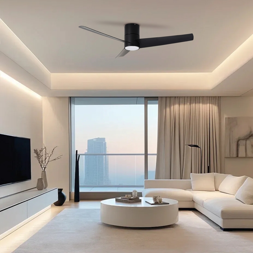 ZEVENTI - LED Вентилатор за таван BARROSA LED/18W/230V 3000/4000/6000K Wi-Fi Tuya черен + дистанционно управление