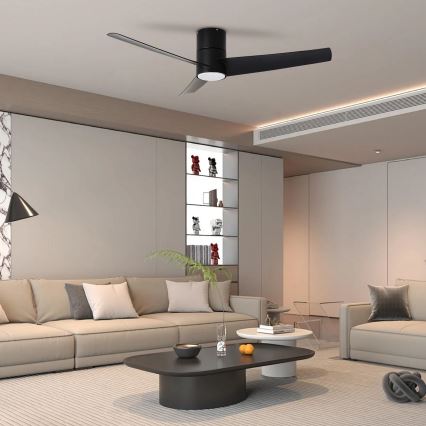 ZEVENTI - LED Вентилатор за таван BARROSA LED/18W/230V 3000/4000/6000K Wi-Fi Tuya черен + дистанционно управление