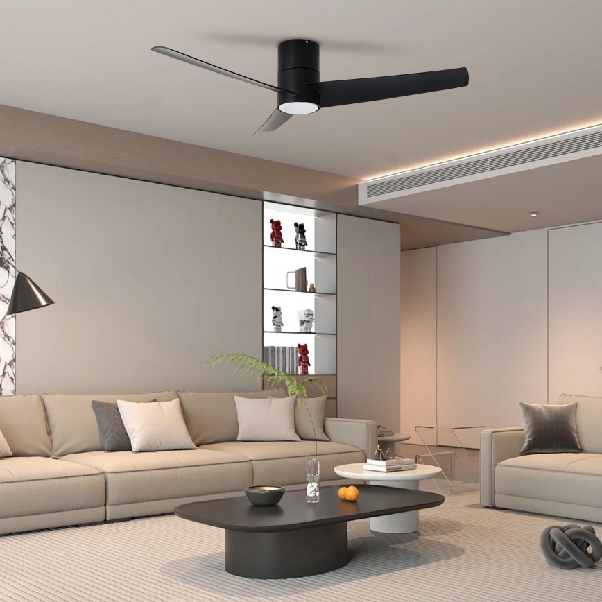 ZEVENTI - LED Вентилатор за таван BARROSA LED/18W/230V 3000/4000/6000K Wi-Fi Tuya черен + дистанционно управление
