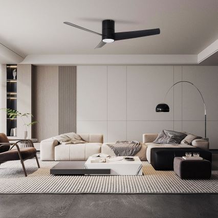 ZEVENTI - LED Вентилатор за таван BARROSA LED/18W/230V 3000/4000/6000K Wi-Fi Tuya черен + дистанционно управление
