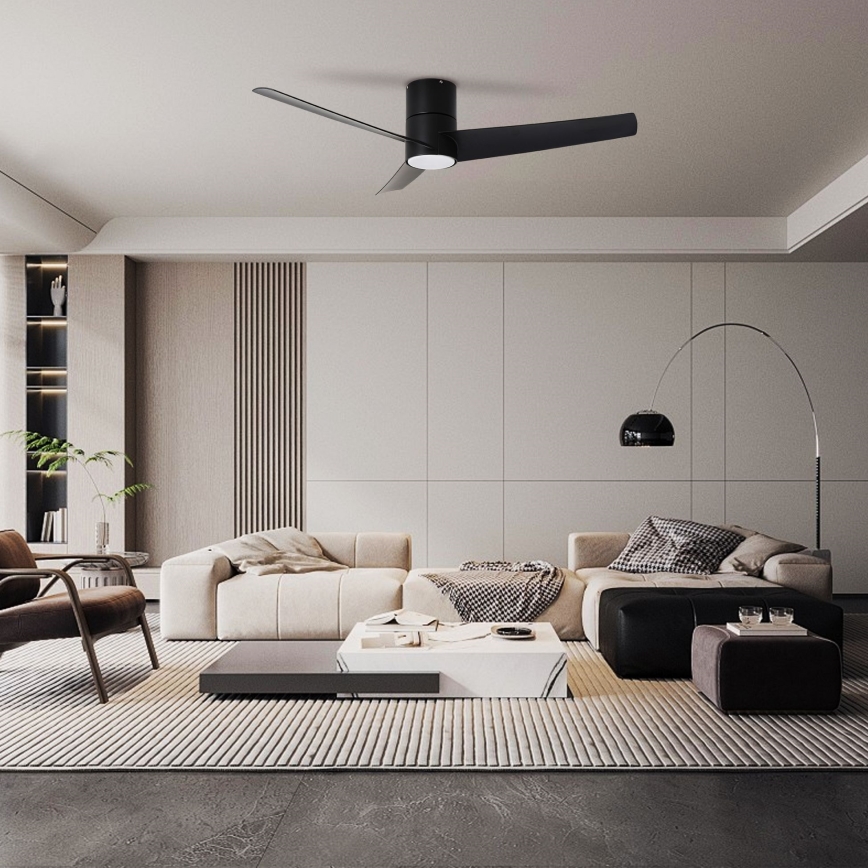 ZEVENTI - LED Вентилатор за таван BARROSA LED/18W/230V 3000/4000/6000K Wi-Fi Tuya черен + дистанционно управление