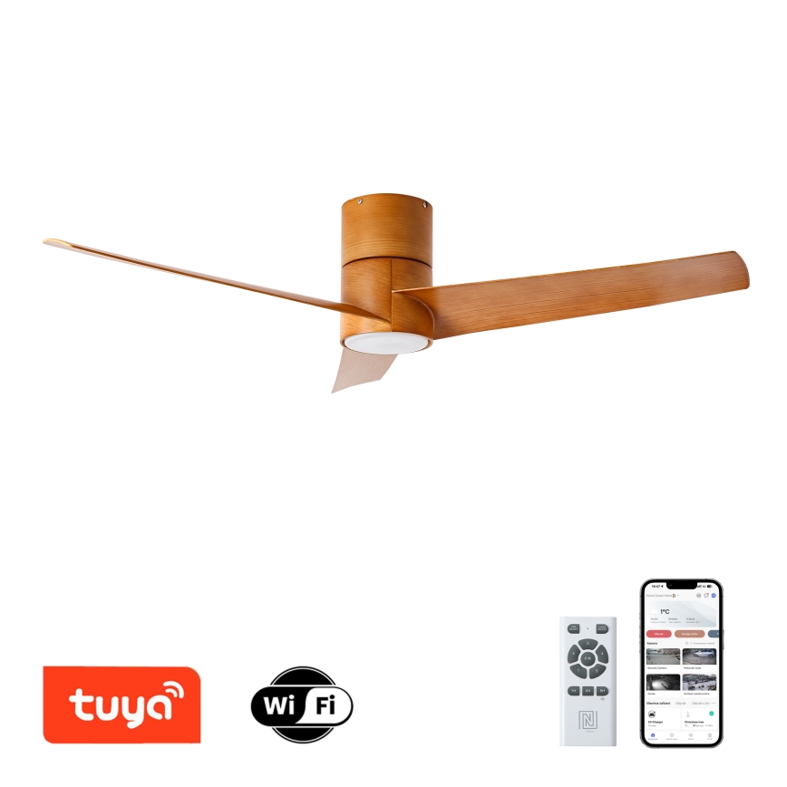 ZEVENTI - LED Вентилатор за таван BARROSA LED/18W/230V 3000/4000/6000K Wi-Fi Tuya кафяв + дистанционно управление