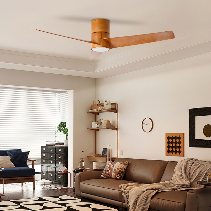 ZEVENTI - LED Вентилатор за таван BARROSA LED/18W/230V 3000/4000/6000K Wi-Fi Tuya кафяв + дистанционно управление