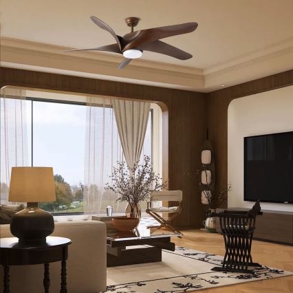 ZEVENTI - LED Димируем таванен вентилатор LUCCA LED/18W/230V 3000-6000K Wi-Fi Tuya кафяв + дистанционно управление