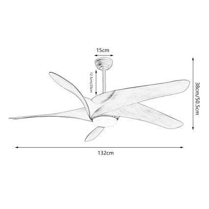 ZEVENTI - LED Димируем таванен вентилатор LUCCA LED/18W/230V 3000-6000K Wi-Fi Tuya кафяв + дистанционно управление