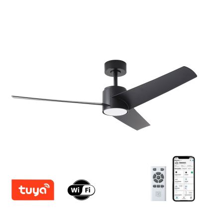 ZEVENTI - LED Димируем таванен вентилатор ORVIETO LED/18W/230V 3000-6000K Wi-Fi Tuya черен + дистанционно управление