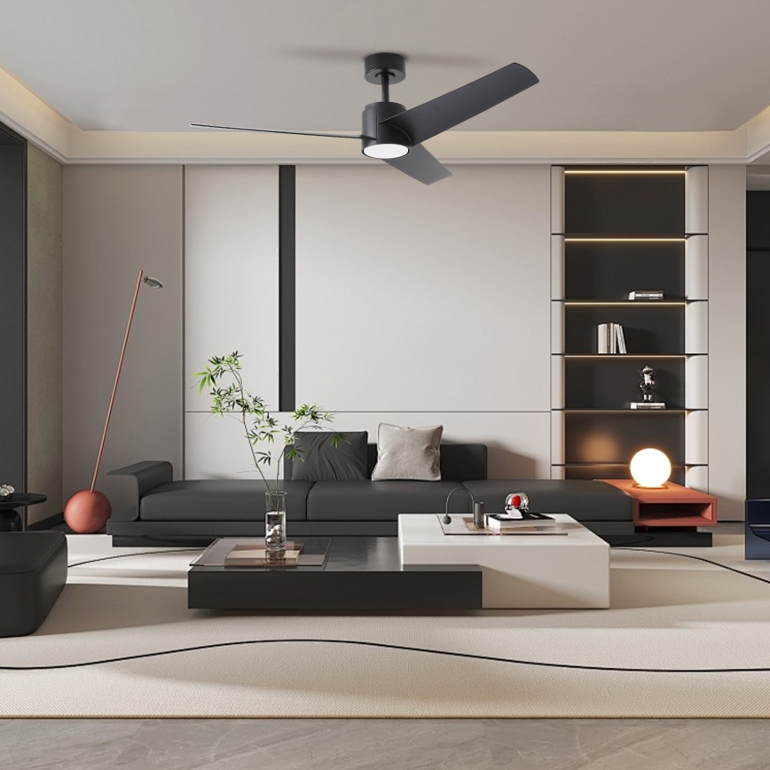 ZEVENTI - LED Димируем таванен вентилатор ORVIETO LED/18W/230V 3000-6000K Wi-Fi Tuya черен + дистанционно управление