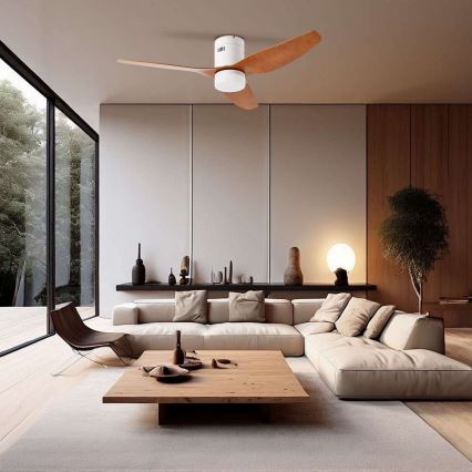 ZEVENTI - LED Димируем таванен вентилатор PADUA LED/18W/230V 3000-6000K Wi-Fi Tuya бял/кафяв + дистанционно управление