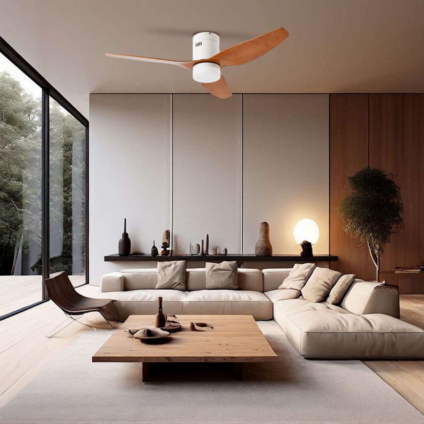 ZEVENTI - LED Димируем таванен вентилатор PADUA LED/18W/230V 3000-6000K Wi-Fi Tuya бял/кафяв + дистанционно управление