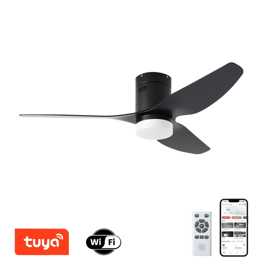 ZEVENTI - LED Димируем таванен вентилатор PADUA LED/18W/230V 3000-6000K Wi-Fi Tuya черен + дистанционно управление