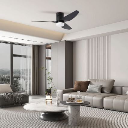ZEVENTI - LED Димируем таванен вентилатор PADUA LED/18W/230V 3000-6000K Wi-Fi Tuya черен + дистанционно управление