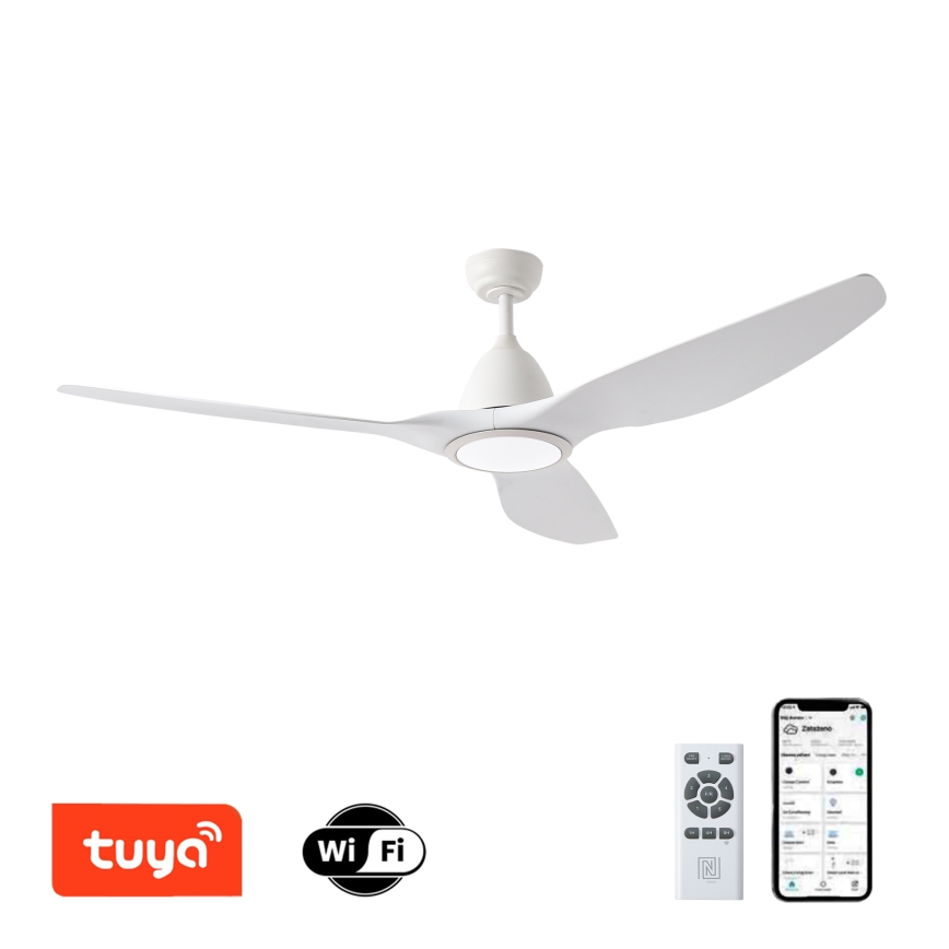 ZEVENTI - LED Димируем таванен вентилатор URBINO LED/20W/230V 3000-6000K Wi-Fi Tuya бял + дистанционно управление