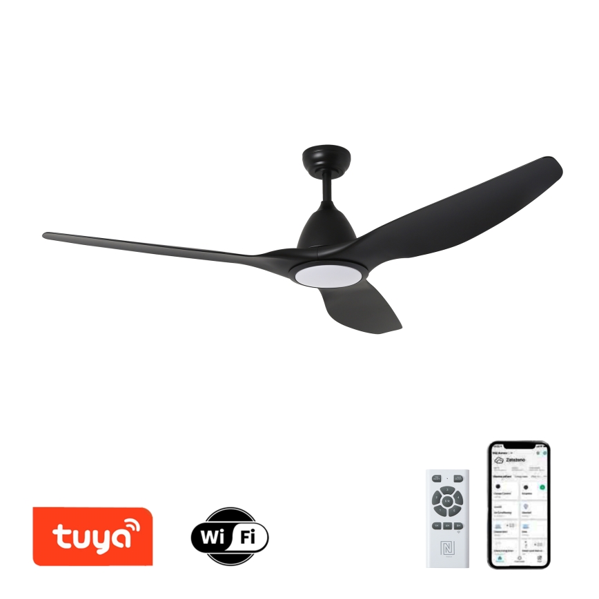 ZEVENTI - LED Димируем таванен вентилатор URBINO LED/20W/230V 3000-6000K Wi-Fi Tuya черен + дистанционно управление