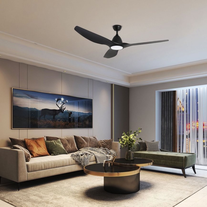 ZEVENTI - LED Димируем таванен вентилатор URBINO LED/20W/230V 3000-6000K Wi-Fi Tuya черен + дистанционно управление