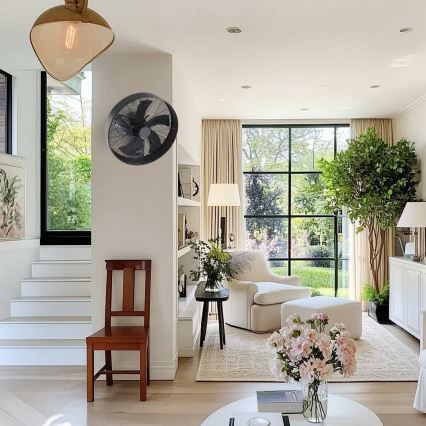 ZEVENTI - Настенен вентилатор FANNY 50W/230V черен + дистанционно управление