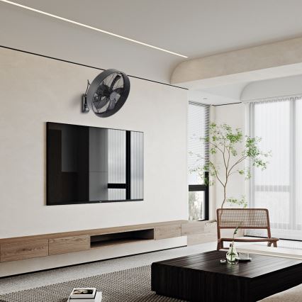 ZEVENTI - Настенен вентилатор FANNY 50W/230V черен + дистанционно управление