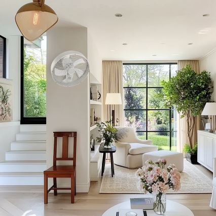 ZEVENTI - Настенен вентилатор FANNY 50W/230V матов хром + с дистанционно управление